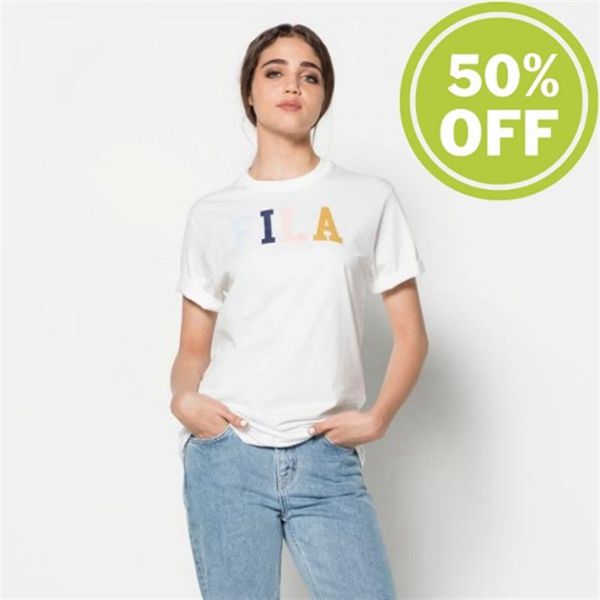 Fila Taylor Essential Logo Tee Wmn With Crew Neck Women's T-Shirts - White,NZ 127-42157